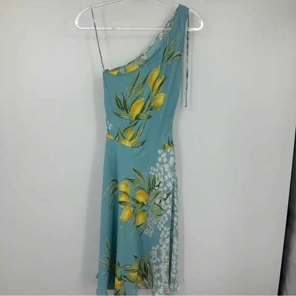 Vtg 2000s Blumarine Silk Dress Light Blue Floral Lemon Print IT 40 | C449 - Picture 6 of 12